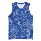 New Zealand Sea Animals Basketball Jersey with Maori Koru Tribal Tattoo and Silver Ferns Aquatic Style