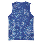 New Zealand Sea Animals Basketball Jersey with Maori Koru Tribal Tattoo and Silver Ferns Aquatic Style