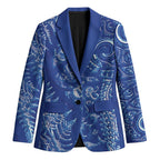 New Zealand Sea Animals Blazer with Maori Koru Tribal Tattoo and Silver Ferns Aquatic Style