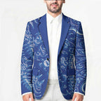 New Zealand Sea Animals Blazer with Maori Koru Tribal Tattoo and Silver Ferns Aquatic Style