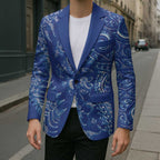 New Zealand Sea Animals Blazer with Maori Koru Tribal Tattoo and Silver Ferns Aquatic Style