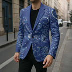 New Zealand Sea Animals Blazer with Maori Koru Tribal Tattoo and Silver Ferns Aquatic Style