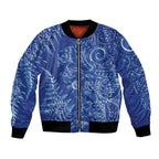 New Zealand Sea Animals Bomber Jacket with Maori Koru Tribal Tattoo and Silver Ferns Aquatic Style