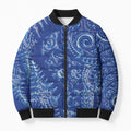 New Zealand Sea Animals Bomber Puffer Jacket with Maori Koru Tribal Tattoo and Silver Ferns Aquatic Style