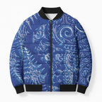 New Zealand Sea Animals Bomber Puffer Jacket with Maori Koru Tribal Tattoo and Silver Ferns Aquatic Style