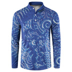 New Zealand Sea Animals Button Sweatshirt with Maori Koru Tribal Tattoo and Silver Ferns Aquatic Style
