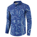 New Zealand Sea Animals Button Sweatshirt with Maori Koru Tribal Tattoo and Silver Ferns Aquatic Style