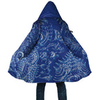 New Zealand Sea Animals Cloak with Maori Koru Tribal Tattoo and Silver Ferns Aquatic Style