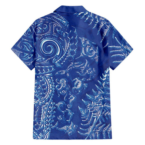 New Zealand Sea Animals Hawaiian Shirt with Maori Koru Tribal Tattoo and Silver Ferns Aquatic Style