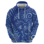 New Zealand Sea Animals Hoodie with Maori Koru Tribal Tattoo and Silver Ferns Aquatic Style