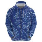 New Zealand Sea Animals Hoodie with Maori Koru Tribal Tattoo and Silver Ferns Aquatic Style