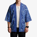 New Zealand Sea Animals Kimono with Maori Koru Tribal Tattoo and Silver Ferns Aquatic Style