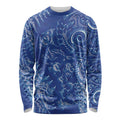 New Zealand Sea Animals Long Sleeve Shirt with Maori Koru Tribal Tattoo and Silver Ferns Aquatic Style