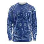New Zealand Sea Animals Long Sleeve Shirt with Maori Koru Tribal Tattoo and Silver Ferns Aquatic Style
