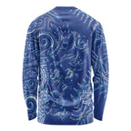 New Zealand Sea Animals Long Sleeve Shirt with Maori Koru Tribal Tattoo and Silver Ferns Aquatic Style