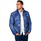 New Zealand Sea Animals Padded Jacket with Maori Koru Tribal Tattoo and Silver Ferns Aquatic Style