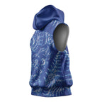 New Zealand Sea Animals Sleeveless Hoodie with Maori Koru Tribal Tattoo and Silver Ferns Aquatic Style