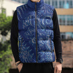 New Zealand Sea Animals Sleeveless Puffer Jacket with Maori Koru Tribal Tattoo and Silver Ferns Aquatic Style