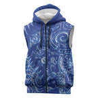 New Zealand Sea Animals Sleeveless Zip Hoodie with Maori Koru Tribal Tattoo and Silver Ferns Aquatic Style