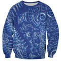 New Zealand Sea Animals Sweatshirt with Maori Koru Tribal Tattoo and Silver Ferns Aquatic Style