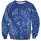 New Zealand Sea Animals Sweatshirt with Maori Koru Tribal Tattoo and Silver Ferns Aquatic Style