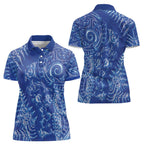 New Zealand Sea Animals Women Polo Shirt with Maori Koru Tribal Tattoo and Silver Ferns Aquatic Style