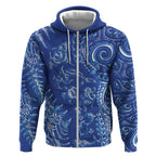 New Zealand Sea Animals Zip Hoodie with Maori Koru Tribal Tattoo and Silver Ferns Aquatic Style