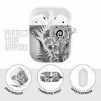 New Zealand Sea Animals AirPods Case with Maori Koru Tribal Tattoo and Silver Ferns White Color