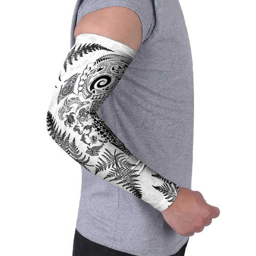New Zealand Sea Animals Arm Sleeves with Maori Koru Tribal Tattoo and Silver Ferns White Color