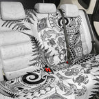 New Zealand Sea Animals Back Car Seat Cover with Maori Koru Tribal Tattoo and Silver Ferns White Color