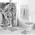 New Zealand Sea Animals Bathroom Set with Maori Koru Tribal Tattoo and Silver Ferns White Color