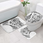 New Zealand Sea Animals Bathroom Set with Maori Koru Tribal Tattoo and Silver Ferns White Color