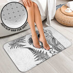 New Zealand Sea Animals Bathroom Set with Maori Koru Tribal Tattoo and Silver Ferns White Color
