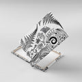 New Zealand Sea Animals Canvas Wall Art with Maori Koru Tribal Tattoo and Silver Ferns White Color