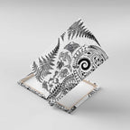 New Zealand Sea Animals Canvas Wall Art with Maori Koru Tribal Tattoo and Silver Ferns White Color