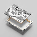 New Zealand Sea Animals Canvas Wall Art with Maori Koru Tribal Tattoo and Silver Ferns White Color