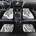 New Zealand Sea Animals Car Mats with Maori Koru Tribal Tattoo and Silver Ferns White Color