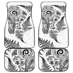 New Zealand Sea Animals Car Mats with Maori Koru Tribal Tattoo and Silver Ferns White Color