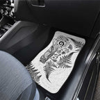 New Zealand Sea Animals Car Mats with Maori Koru Tribal Tattoo and Silver Ferns White Color