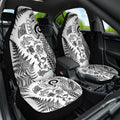 New Zealand Sea Animals Car Seat Cover with Maori Koru Tribal Tattoo and Silver Ferns White Color