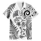 New Zealand Sea Animals Hawaiian Shirt with Maori Koru Tribal Tattoo and Silver Ferns White Color