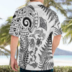 New Zealand Sea Animals Hawaiian Shirt with Maori Koru Tribal Tattoo and Silver Ferns White Color