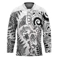 New Zealand Sea Animals Hockey Jersey with Maori Koru Tribal Tattoo and Silver Ferns White Color