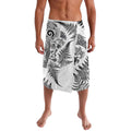 New Zealand Sea Animals Lavalava with Maori Koru Tribal Tattoo and Silver Ferns White Color