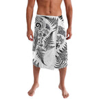 New Zealand Sea Animals Lavalava with Maori Koru Tribal Tattoo and Silver Ferns White Color