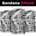 New Zealand Sea Animals Neck Gaiter with Maori Koru Tribal Tattoo and Silver Ferns White Color