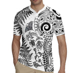 New Zealand Sea Animals Rugby Jersey with Maori Koru Tribal Tattoo and Silver Ferns White Color