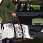 New Zealand Sea Animals Travel Bag with Maori Koru Tribal Tattoo and Silver Ferns White Color