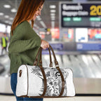 New Zealand Sea Animals Travel Bag with Maori Koru Tribal Tattoo and Silver Ferns White Color