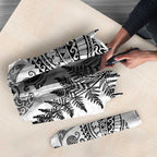 New Zealand Sea Animals Umbrella with Maori Koru Tribal Tattoo and Silver Ferns White Color